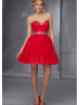 Lace Tulle Beaded Sweetheart Neckline Knee Length Prom Dress 